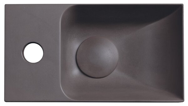 Sapho Sapho, chiuveta din beton PICCOLINO 30,8x17cm, robinet stanga, maro inchis, PK30015