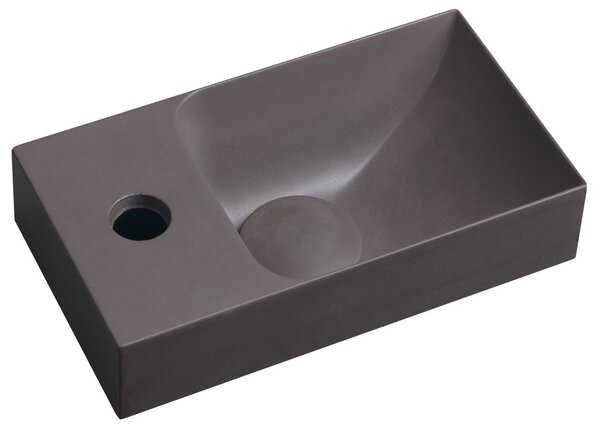 Sapho Sapho, chiuveta din beton PICCOLINO 30,8x17cm, robinet stanga, maro inchis, PK30015