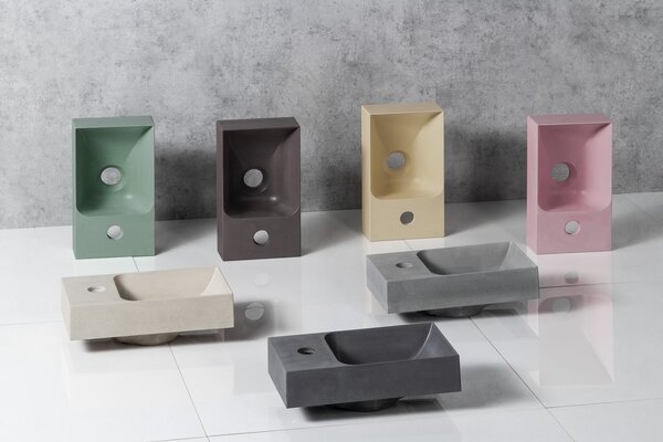 Sapho Sapho, chiuveta din beton PICCOLINO 30,8x17cm, robinet dreapta, antracit, PK30516