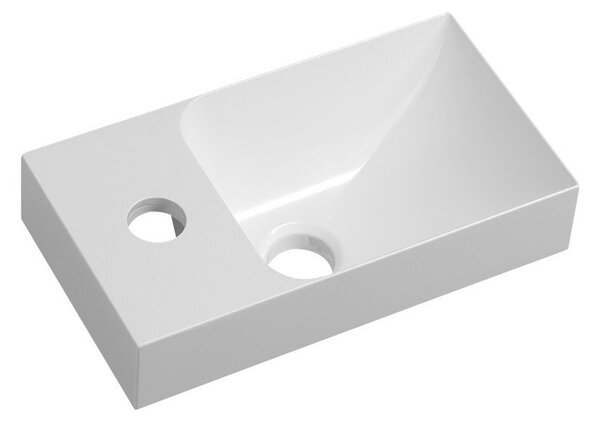 Sapho Sapho, chiuveta PICCOLINO 30,8x10x17cm, marmura turnata, robinet stanga, alb, PK300