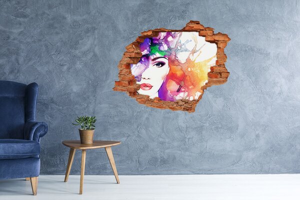 Autocolant de perete gaură 3D Portret în apă colorată