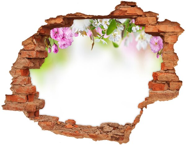 Autocolant un zid spart cu priveliște Flori de primăvară