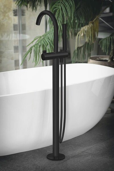 Sapho Sapho, baterie de baie RHAPSODY cu racord la pardoseală, înălțime 1077 mm, negru mat, R5018B