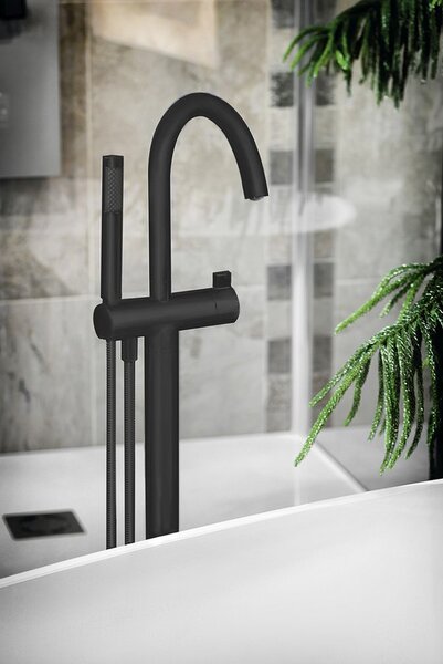 Sapho Sapho, baterie de baie RHAPSODY cu racord la pardoseală, înălțime 1077 mm, negru mat, R5018B