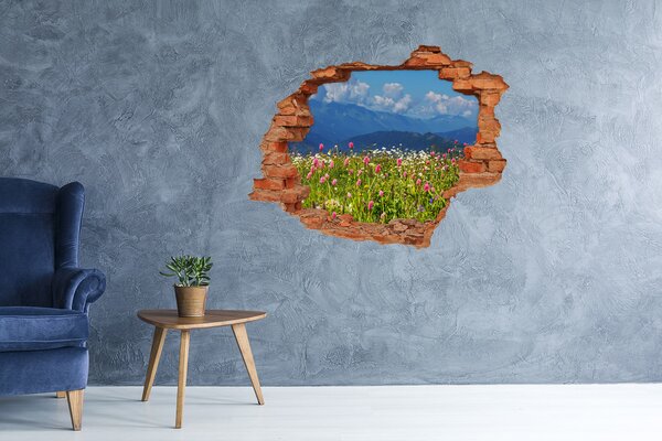 Autocolant de perete gaură 3D Peisaj montan floral