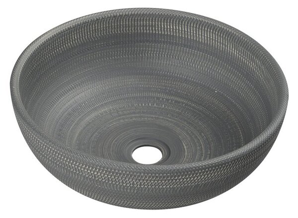 Sapho Sapho, chiuveta ceramica PRIORI, diametru 41 cm, 15 cm, culoare gri cu model, PI024