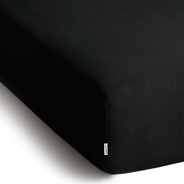 Cearceaf negru din jerseu cu elastic 220x200 cm Amber – Restilo