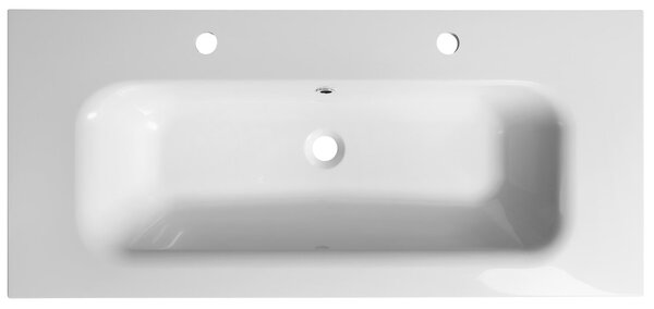 Sapho Sapho, chiuveta SIDRA 101x46cm, marmura turnata, 2 orificii pentru baterii, alb, SD101-2