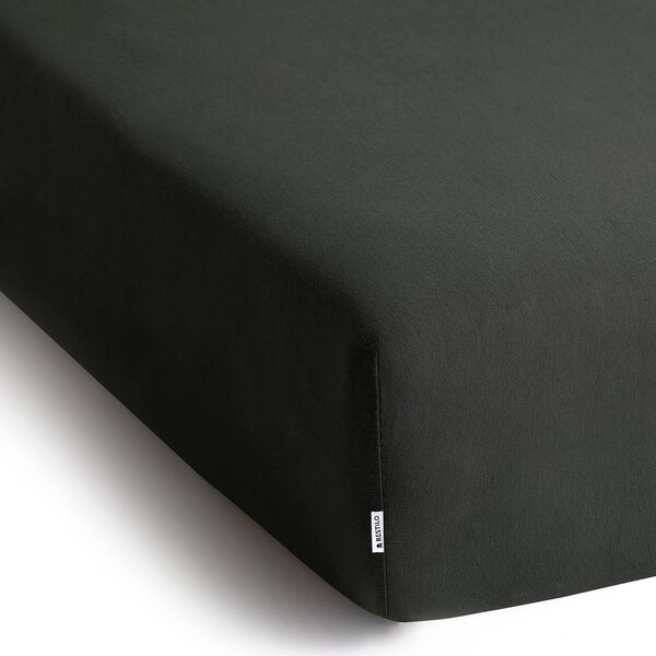 Cearceaf gri închis din jerseu cu elastic 180x200 cm Amber – Restilo