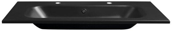 Sapho Sapho, chiuveta SIDRA 101x46cm, marmura turnata, 2 gauri pentru baterii, mat negru, SD101B-2