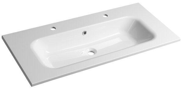 Sapho Sapho, chiuveta SIDRA 101x46cm, marmura turnata, 2 orificii pentru baterii, alb, SD101-2