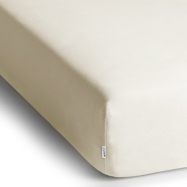 Cearceaf alb-crem din jerseu cu elastic 240x200 cm Amber – Restilo
