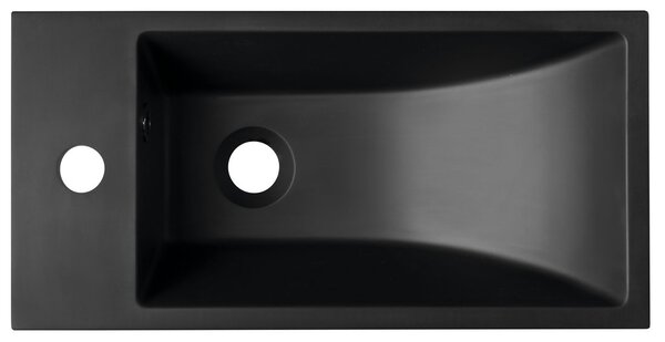 Sapho Sapho, chiuveta MIC din marmura turnata 50x25cm, robinet in stanga, negru mat, SM012B