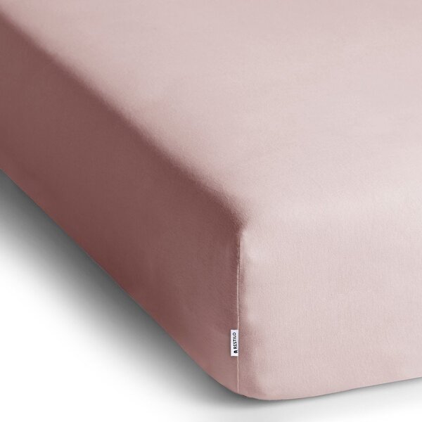 Cearceaf roz deschis din jerseu cu elastic 180x200 cm Amber – Restilo