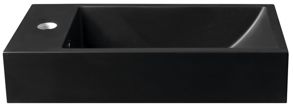 Sapho Sapho, chiuveta MIC din marmura turnata 50x25cm, robinet in stanga, negru mat, SM012B
