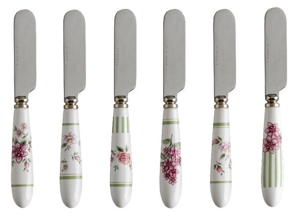 Set 6 cuțite pentru unt cu mâner din ceramică Brandani Nonna Rosa