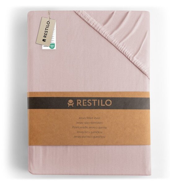 Cearceaf roz deschis din jerseu cu elastic 180x200 cm Amber – Restilo