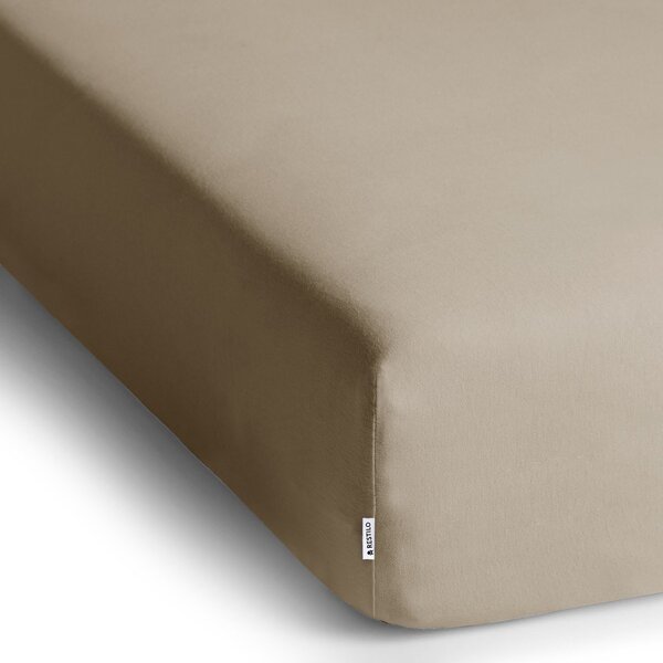 Cearceaf maro deschis din jerseu cu elastic 180x200 cm Amber – Restilo