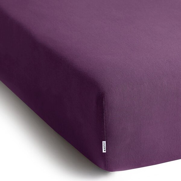 Cearceaf mov din jerseu cu elastic 220x200 cm Amber – Restilo