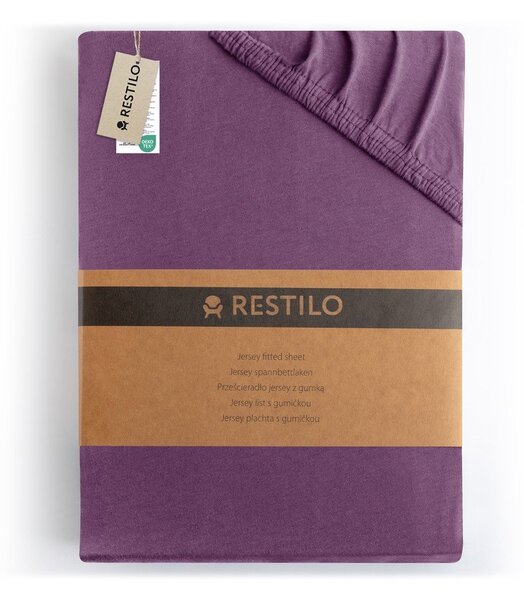 Cearceaf mov din jerseu cu elastic 220x200 cm Amber – Restilo