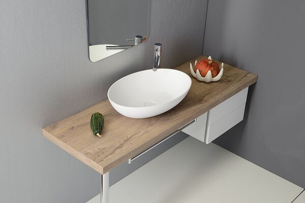 Sapho Sapho, chiuveta THIN blat 60x40 cm, mat alb, WN893