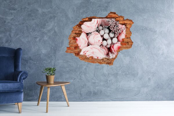 Autocolant gaură 3D Un paradis al florilor în spatele zidului