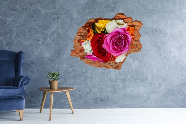 Autocolant de perete gaură 3D O explozie florală de culoare