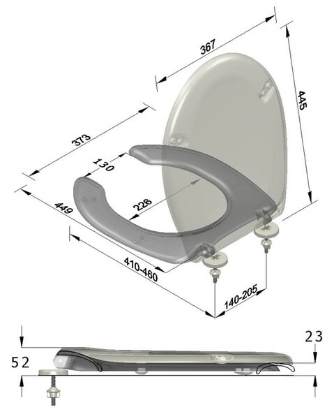 Sapho Sapho, scaun de toaletă URAN PROJECT pentru persoane cu dizabilități, alb, 1010