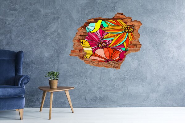 Autocolant gaură 3D O explozie florală de culoare