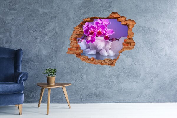 Fototapet un zid spart cu priveliște Paradisul florilor cu pietre