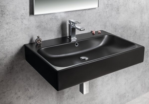 Sapho Sapho, chiuveta ceramica TORIDI 76x46.5cm, negru mat, TU0226B