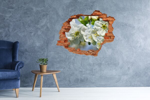 Autocolant 3D gaura cu priveliște Un paradis al florilor în spatele zidului