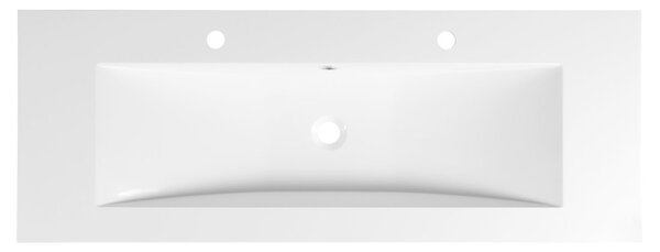 Sapho Sapho, chiuveta YUKON 120x45cm, 2 orificii pentru robinet, marmura turnata, alb, YU122