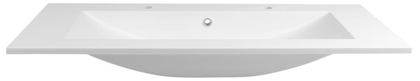 Sapho Sapho, chiuveta YUKON 120x45cm, 2 orificii pentru robinet, marmura turnata, alb, YU122