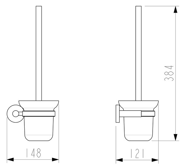 Sapho Sapho, perie de perete WC X-ROUND, sticlă de lapte, crom, XR323