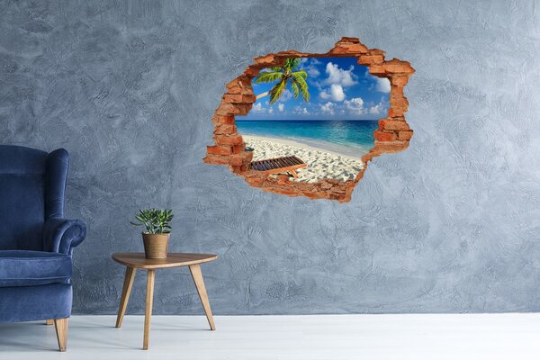 Fototapet un zid spart cu priveliște Plajă tropicală cu palmier