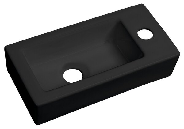 Sapho Sapho, chiuveta ceramica ZOE 37x18 cm, deschidere robinet pe dreapta, negru mat, AR495B