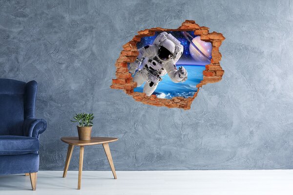 Autocolant un zid spart cu priveliște Astronautul în spațiu