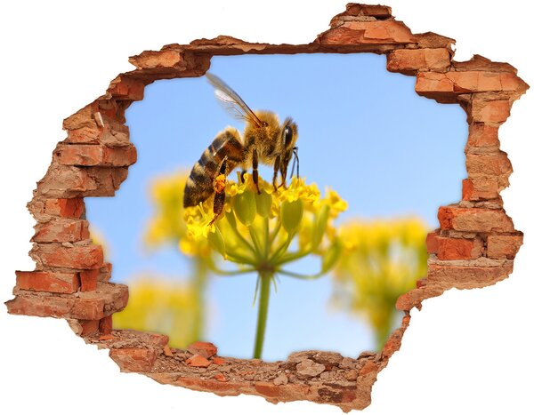 Autocolant de perete gaură 3D O albină pe o floare