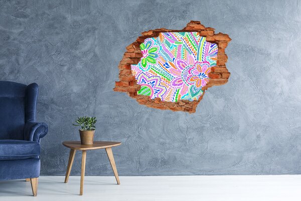 Autocolant gaură 3D Model floral în culorile curcubeului