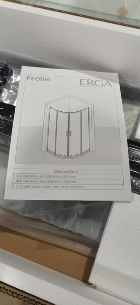 Erga Peoria, duș pătrat cu ușă glisantă 80(uşă) x 80(perete) x 190 cm, sticlă transparentă de 6 mm, profil cromat, ERG-Q02-PEORIA-D080D080-CL-CR