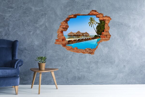 Autocolant autoadeziv gaură Paradis tropical lângă piscină