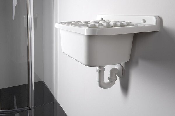 Aqualine Aqualine, Chiuvetă suspendată cu zonă de depozitare 50x34cm, plastic, alb, PI5050