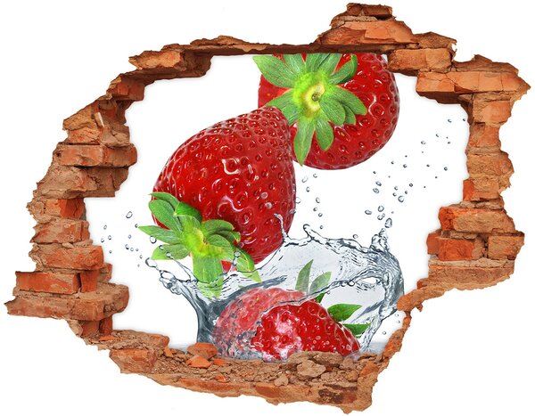 Fototapet un zid spart cu priveliște care se încadrează căpșuni