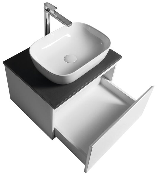 Aqualine Aqualine, dulap ALTAIR cu blat 58 cm, ardezie alb/antracit, AI263-03