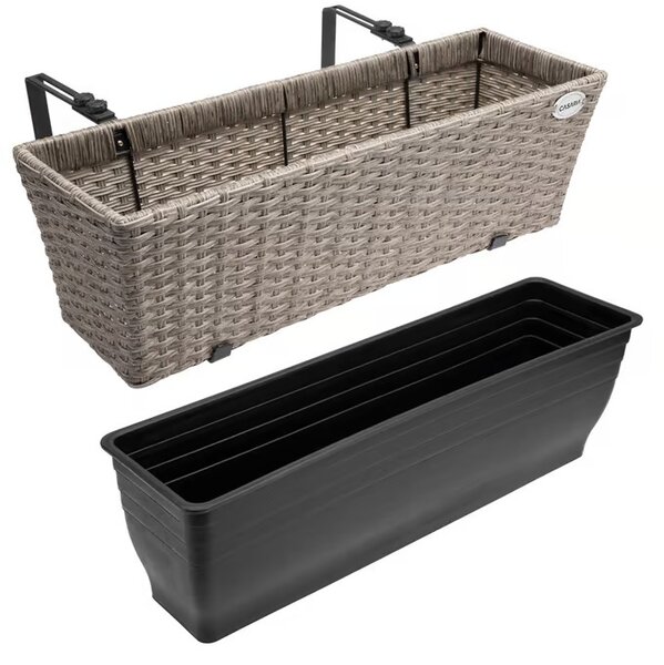 Deuba Set 2 bucăți jardiniere din ratan - crem