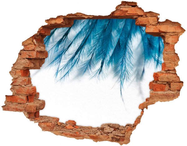 Fototapet un zid spart cu priveliște Pene albastre în beton
