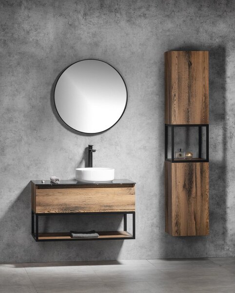 Sapho Sapho, dulap SKARA 35x171x32cm, 2x usi, stanga/dreapta, negru mat/stejar Collingwood, CG010-1919