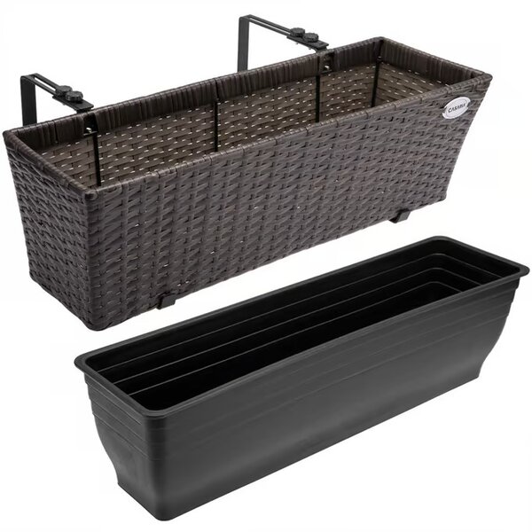 Deuba Set 2 bucăți jardiniere din ratan - maro
