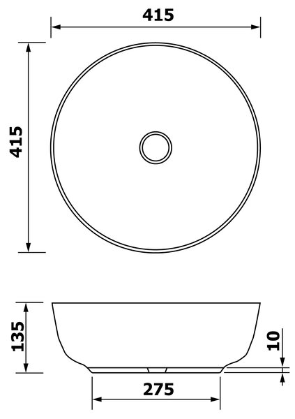 Sapho Sapho, chiuveta ceramica blat PRIORI, diametru 41,5 cm, cupru, PI040